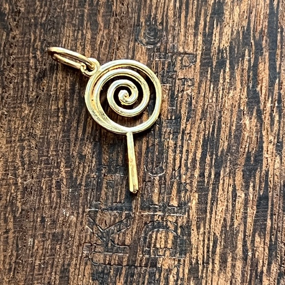 14k yellow Gold Spiral Lollipop Pendant charm - Picture 1 of 7